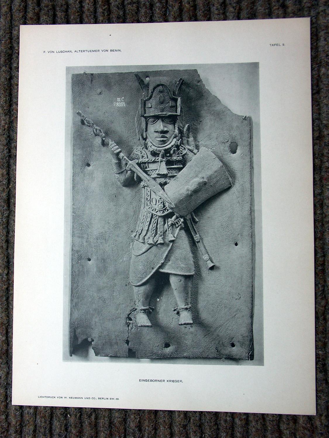 zz-lusc19,tafel 09 benin nigeria,bronze-platte mit figur (b-iiic08391)